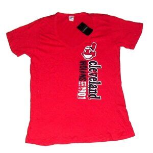 Cleveland Indians Womens Sz. XL V Neck Red T Shirt New Tags Mlb